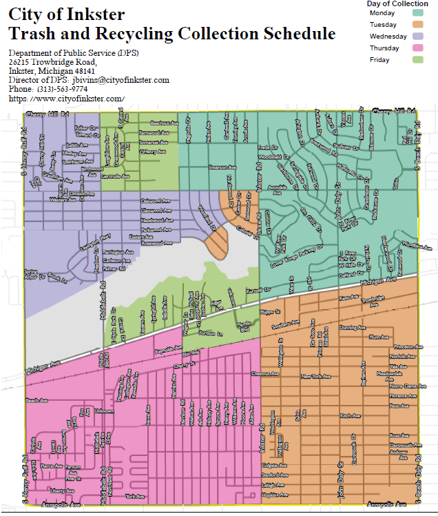 City Of Inkster Trash Pickup Map