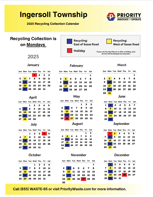 Ingersoll Township Recycling Collection Schedule